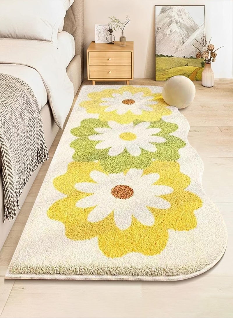LOOPITYS Small Fresh Flower Imitation Cashmere Carpet Bedside Carpet Home Wear resistant, Cooling resistant, Anti slip Carpet Tea Table Window Mat - Image 1